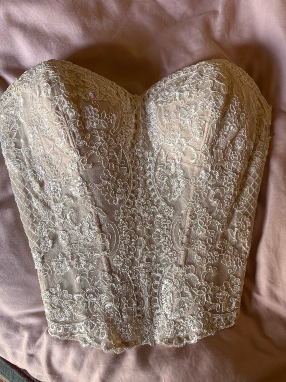 Wtoo Lace Strapless Bustier in Ivory and Blush